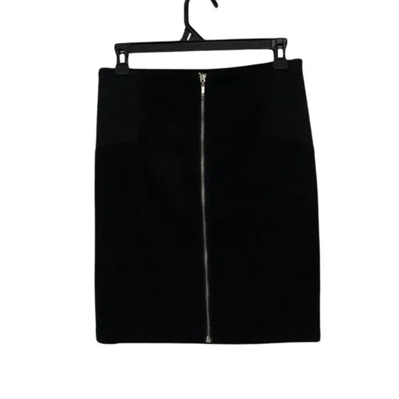 Urban Behavior Black Stretch Skirt Medium Back Zip Ribbed Side Panels Fitted - Picture 4 of 14